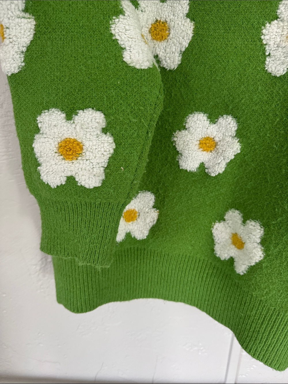 Pink Ripple Green Daisy Sweater - Picture 2 of 5